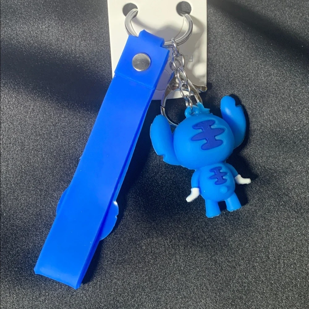 Super cute blue stitch themed keychain